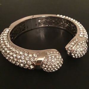 Joan Boyce clear pave hinged cuff bracelet size S/M